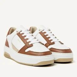 Basket Court Wit Bruine Sneakers Voor Dames