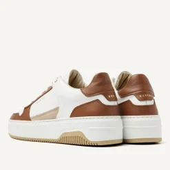 Basket Court Wit Bruine Sneakers Voor Dames