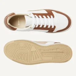 Basket Court Wit Bruine Sneakers Voor Dames