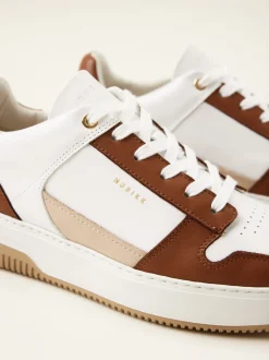 Basket Court Wit Bruine Sneakers Voor Dames