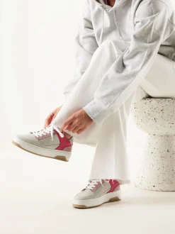 Basket Court Wit Roze Sneakers Voor Dames