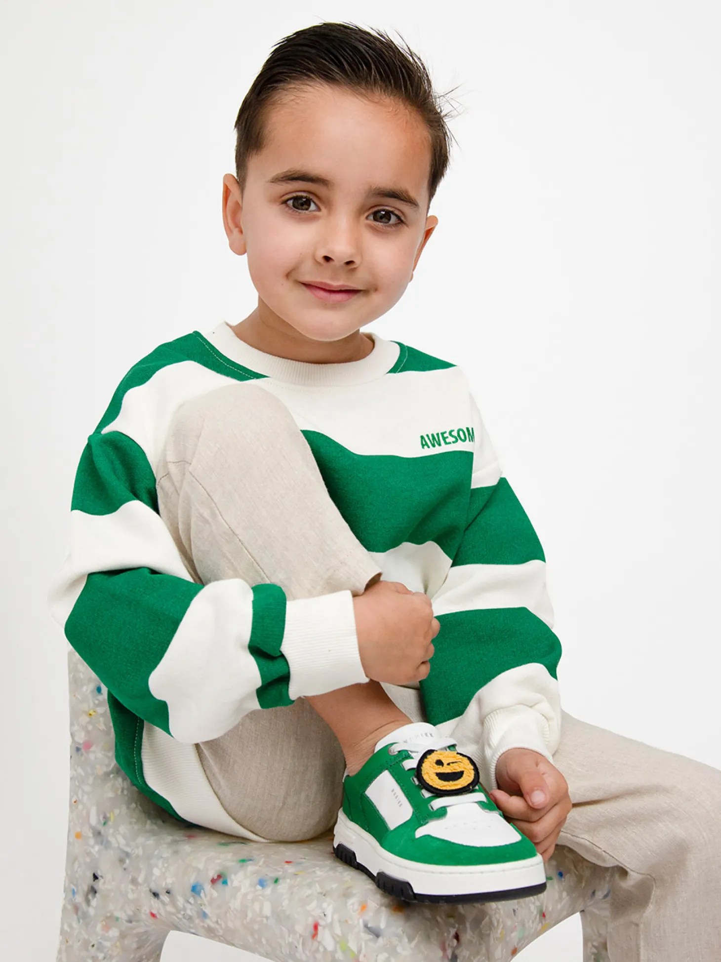 Basket Court JR Wit Groene Sneakers Voor Kids