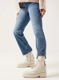 Fae Aubine Beige Biker Boots Voor Dames