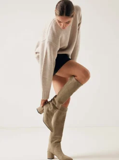 Isa Bella Taupe Suede Boots Voor Dames