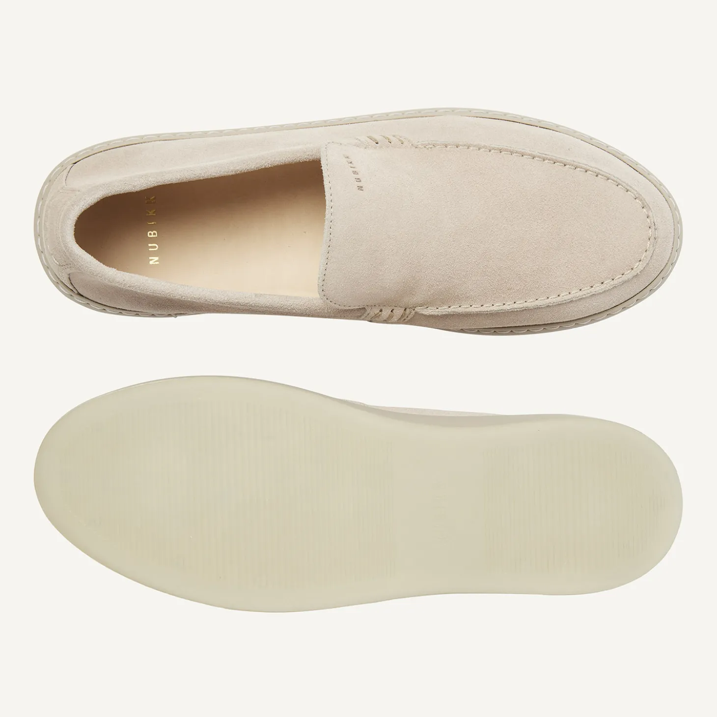 Jiro Mio Beige Suède Loafers Voor Heren