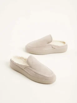 Jiro Mulo Fur Beige Slippers Voor Heren