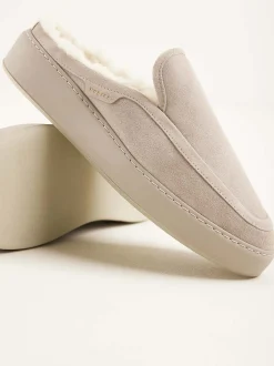 Jiro Mulo Fur Beige Slippers Voor Heren