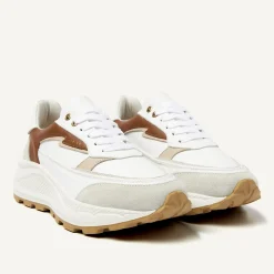 Oberon Nora Wit Bruine Sneakers Voor Dames