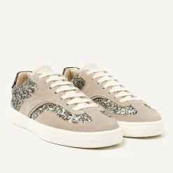Ray Owen Grijze Glitter Sneakers Voor Dames
