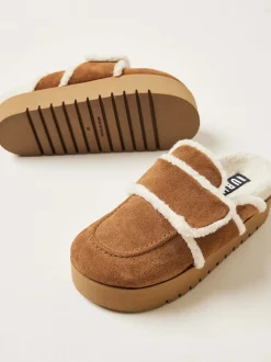 Teddy Chunky Fur Cognac Slippers Voor Dames