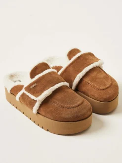 Teddy Chunky Fur Cognac Slippers Voor Dames