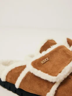 Teddy Fur Cognac Slippers Voor Dames