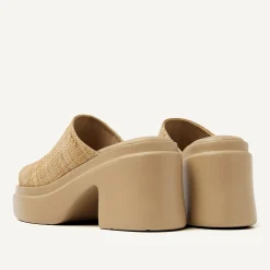Venga Slides Beige Raffia Slippers Voor Dames